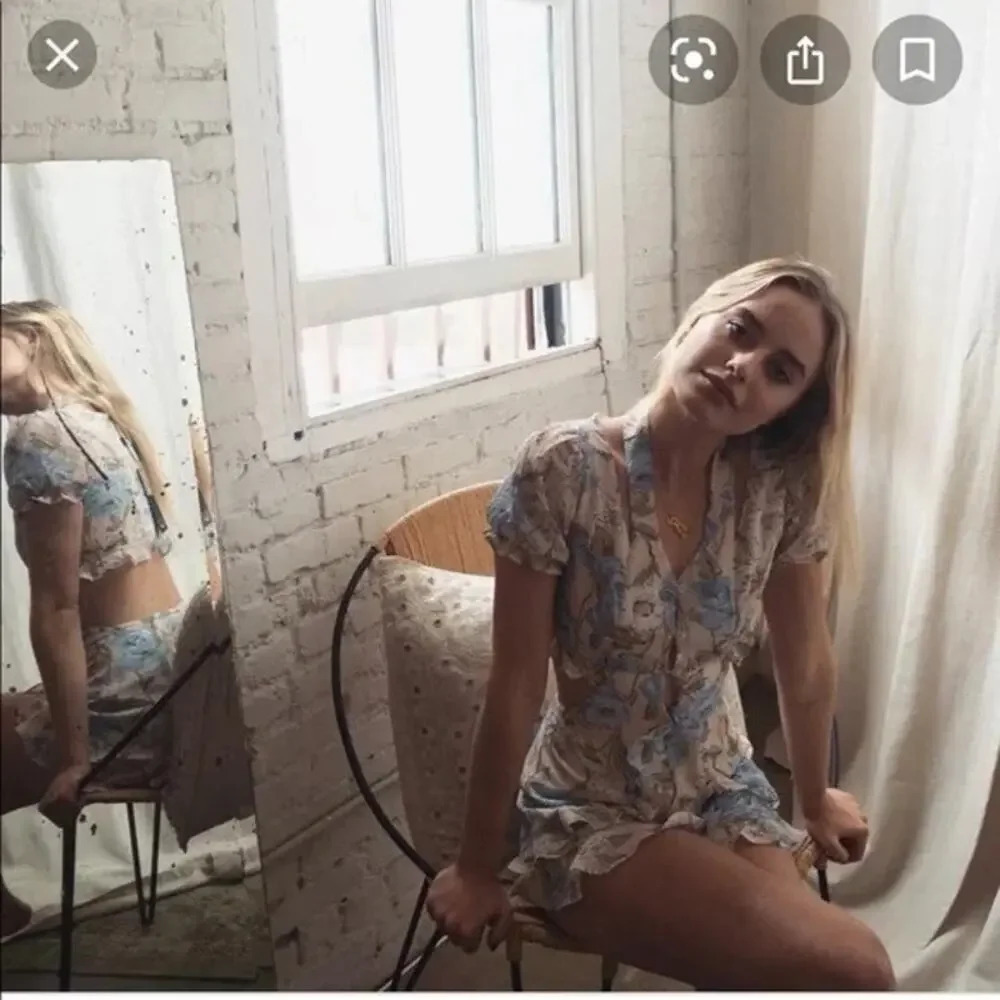 FOR LOVE AND LEMONS Cadence Romper Cream Blue Floral Feminine Dainty Size XS - Picture 14 of 16